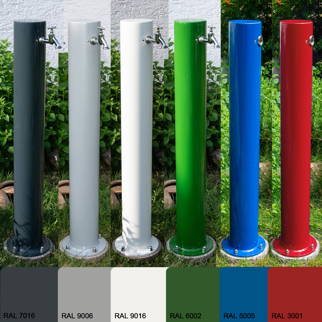 Wasserzapfsäule Aluminium 1 Zoll farbig