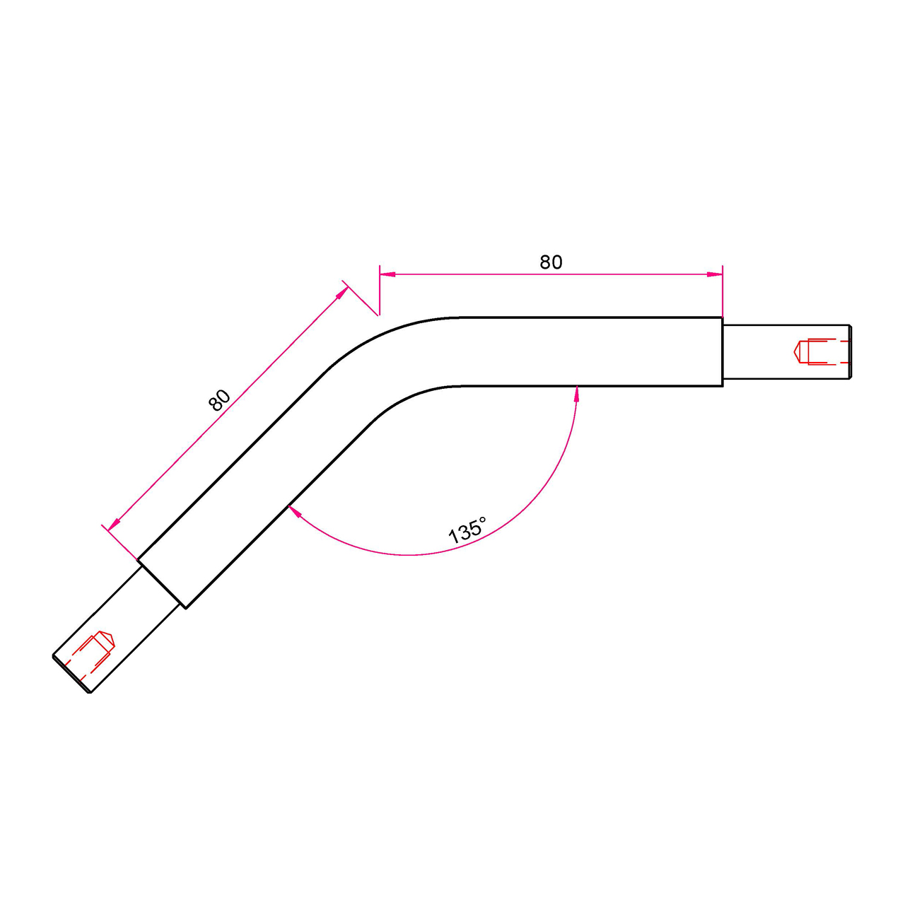 Gardinenstangen Winkelstück 12mm - 135° | DoMeT® Online-Shop | Gardinenstangen